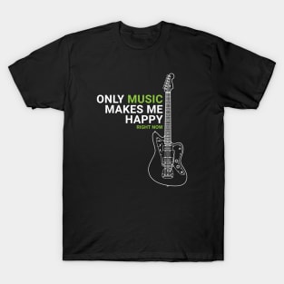 Only Music Makes Me Happy Offset Style Electric Guitar Outline T-Shirt